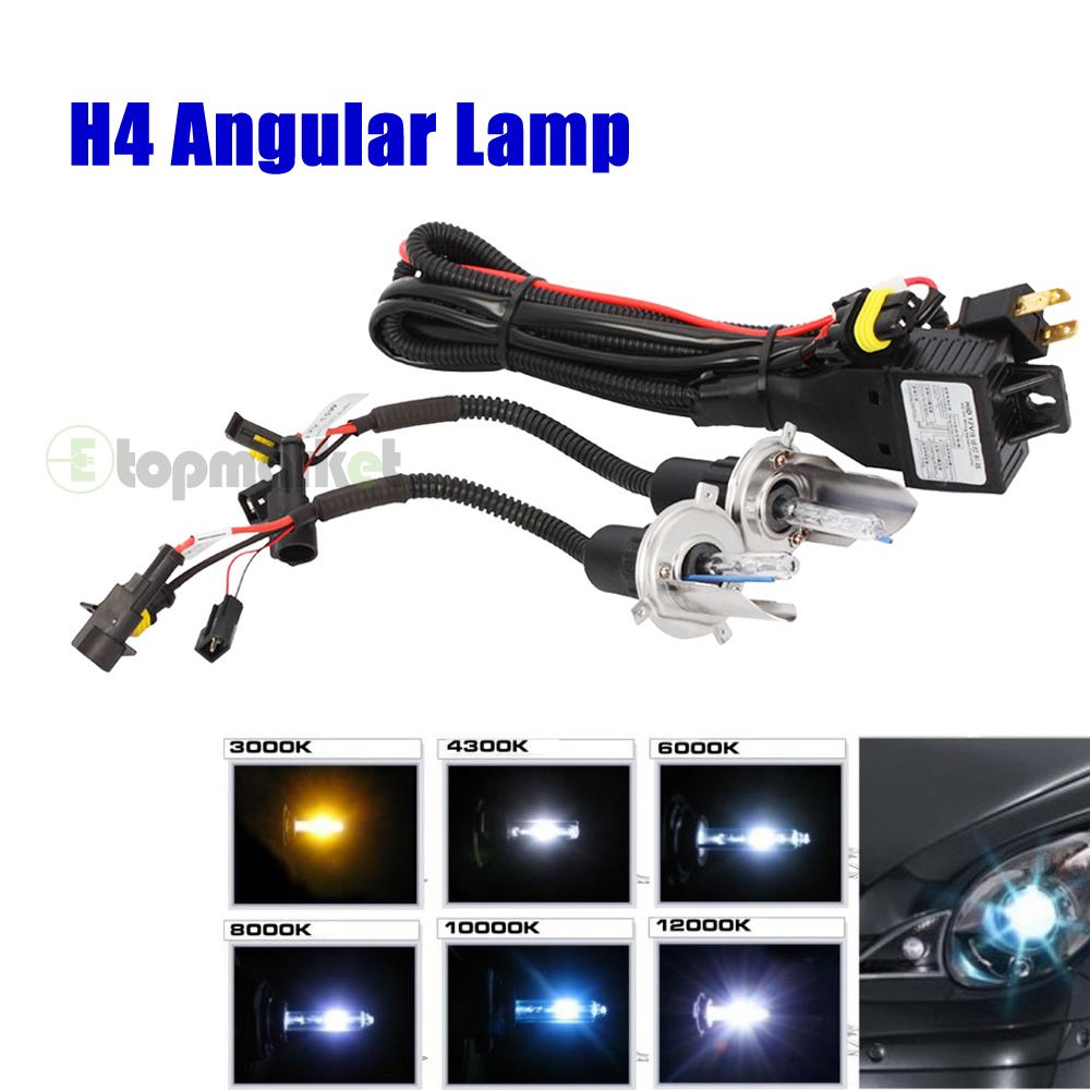 New 2X Car Xenon HID Light Bulb H4 Angular Lamp 35W 55W 6000K 8000K 