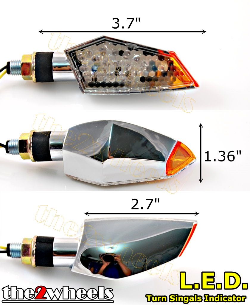 2x Moto Clignotant Cligno 18X LED Chrome Ambre