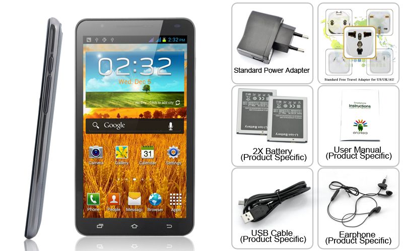   Phone Exos 6 inch 1GHz Dual Core 3G 8 Megapixel Camera