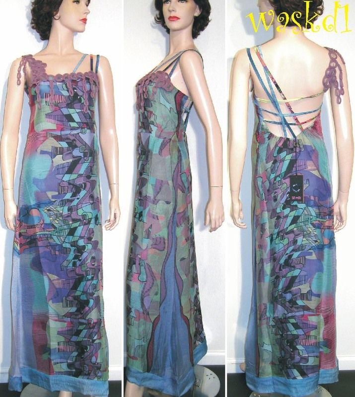 Save The Queen Lilac Silk Strappy Tassles Neckline Long Dress 