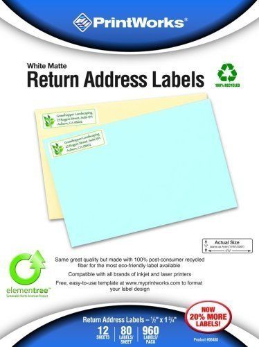960 PrintWorks White Matte Return Address Labels