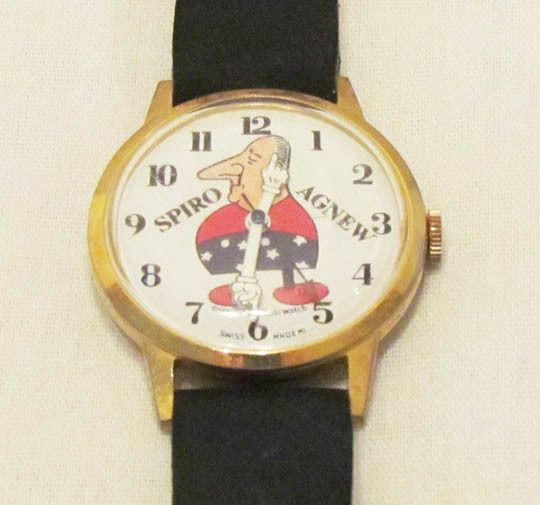 SPIRO AGNEW 1970s VINTAGE NOVELTY POLITICAL WRISTWATCH WRIST WATCH FOR 