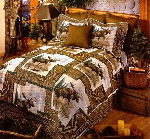 Al Agnew MOOSE Rustic Lodge Cabin country Tapestry Standard Pillow Sham Set NEW 