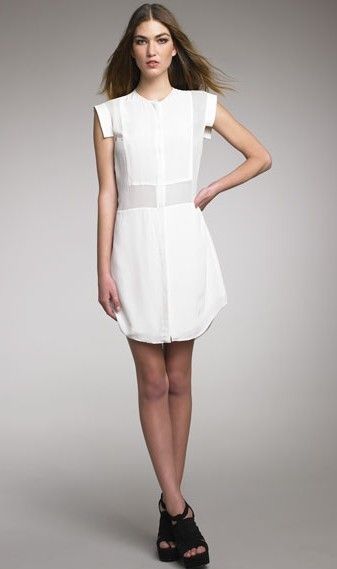 Auth New 2012 T by Alexander Wang Paneled Silk Combo Shirtdress Dress 