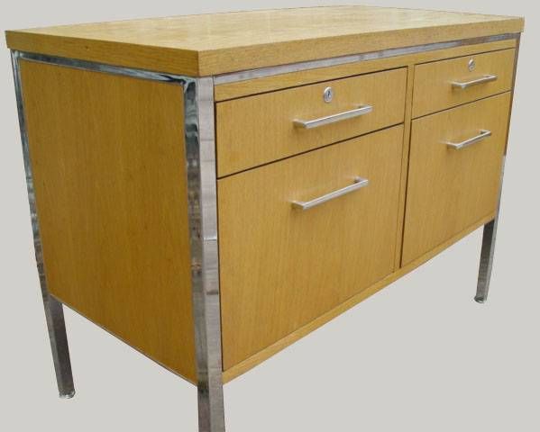 alma alma oak short credenza features oak finish chrome trim and legs 