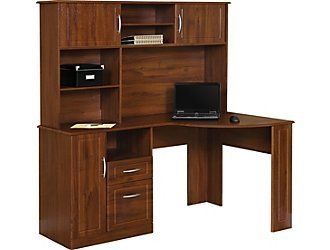 NEW ALTRA CHADWICK COLLECTION CORNER DESK & MATCHING HUTCH CHERRY 