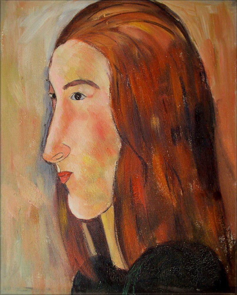 Framed Amedeo Modigliani Portrait of Jeanne 1918 Repro Hand Painted 