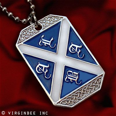 SCOTTISH FLAG SAINT ANDREWS CROSS ALBA DOG TAG PENDANT BALL CHAIN 