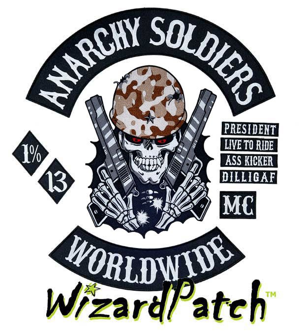 ANARCHY SOLDIERS OUTLAW 10PC BIKER PATCH SET CHOOSE PATCH COLORS 