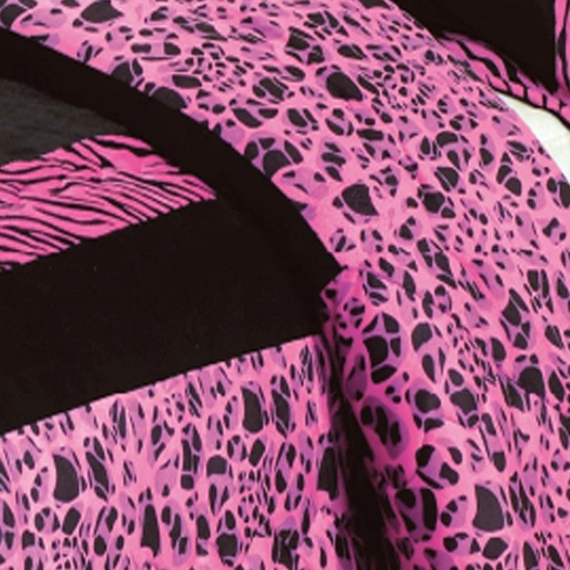 7PC Pink Safarina Animal Print Faux Fur Comforter Set KING/QUEEN *Free 