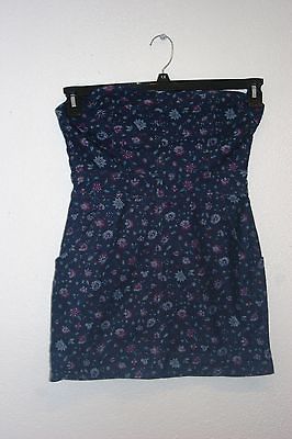 forever 21 bustier dress dark blue floral print size l