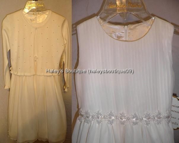 American Princess Cream Communion Dress w Sweater 6X