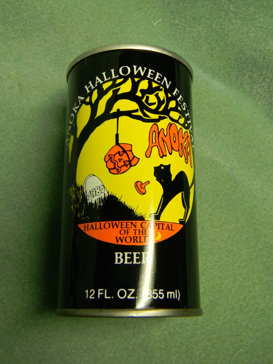 VINTAGE 1980 ANOKA HALLOWEEN BEER CAN BLACK CAT PUMPKIN AUGUST SCHELL 