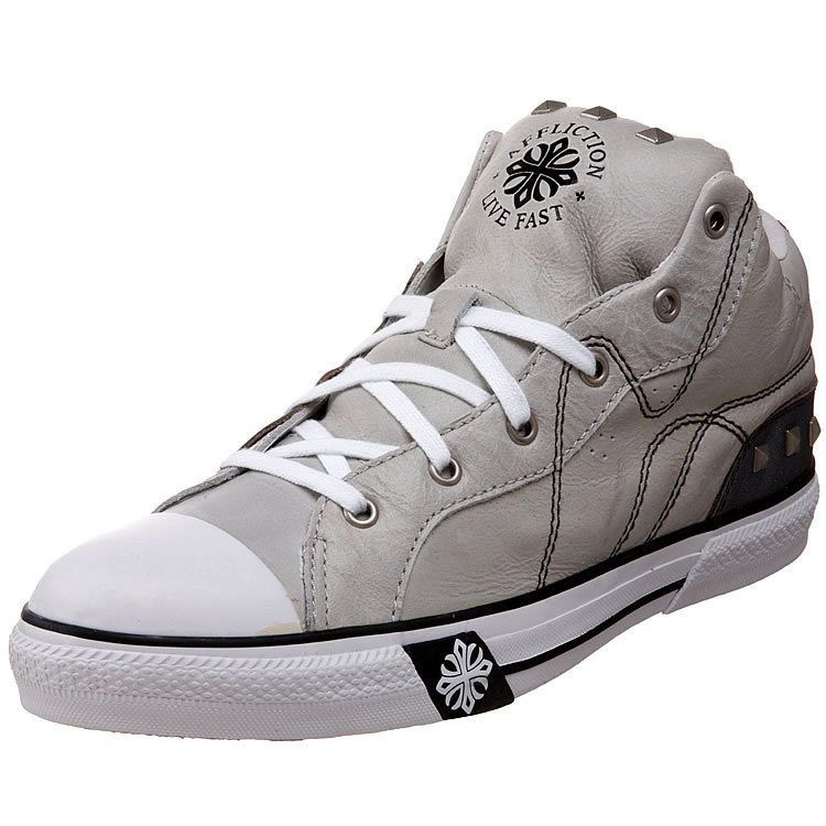 Affliction BONATO Hi Top Mens Sneakers   Fashion Shoes   White / Blue 