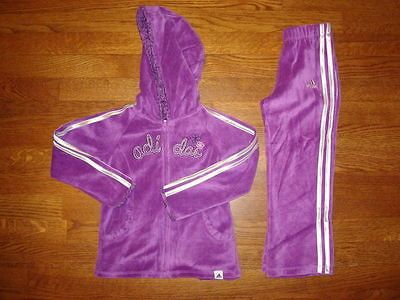 NWT New Adidas Purple Velour Black Silver Track Suit Pants Jacket coat 