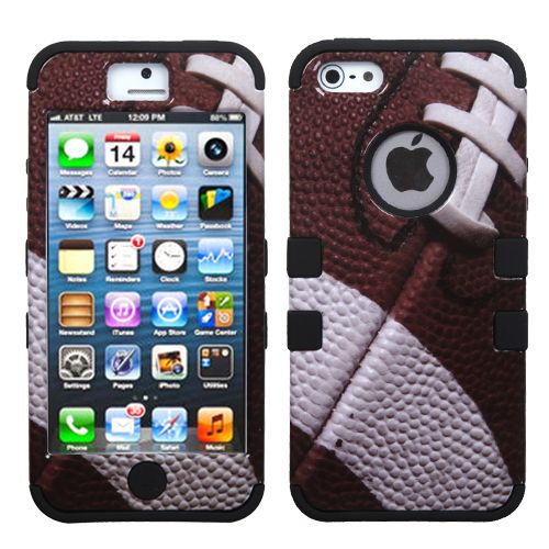 For Apple iPhone 5 Tuff Hybrid Impact Cell Phone Case Cover Football 