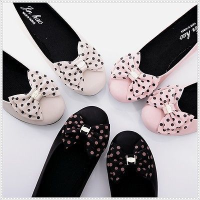 BN Polka Dots Ladies Wedding Bowed Comfy Darling Ballet Flats Pink 