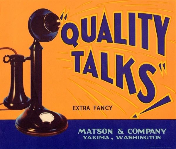 Quality Talks Vintage Apple Fruit Crate Label Yakima