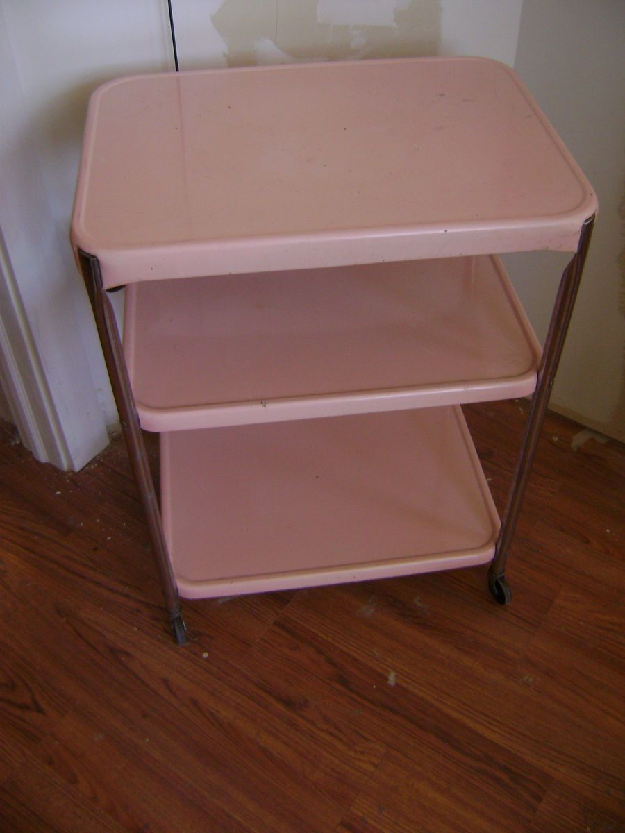   1950s Cosco Metal Kitchen Appliance Cart Stand Table Chrome