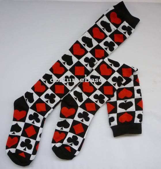 exact red queen socks alice in wonderland costume props