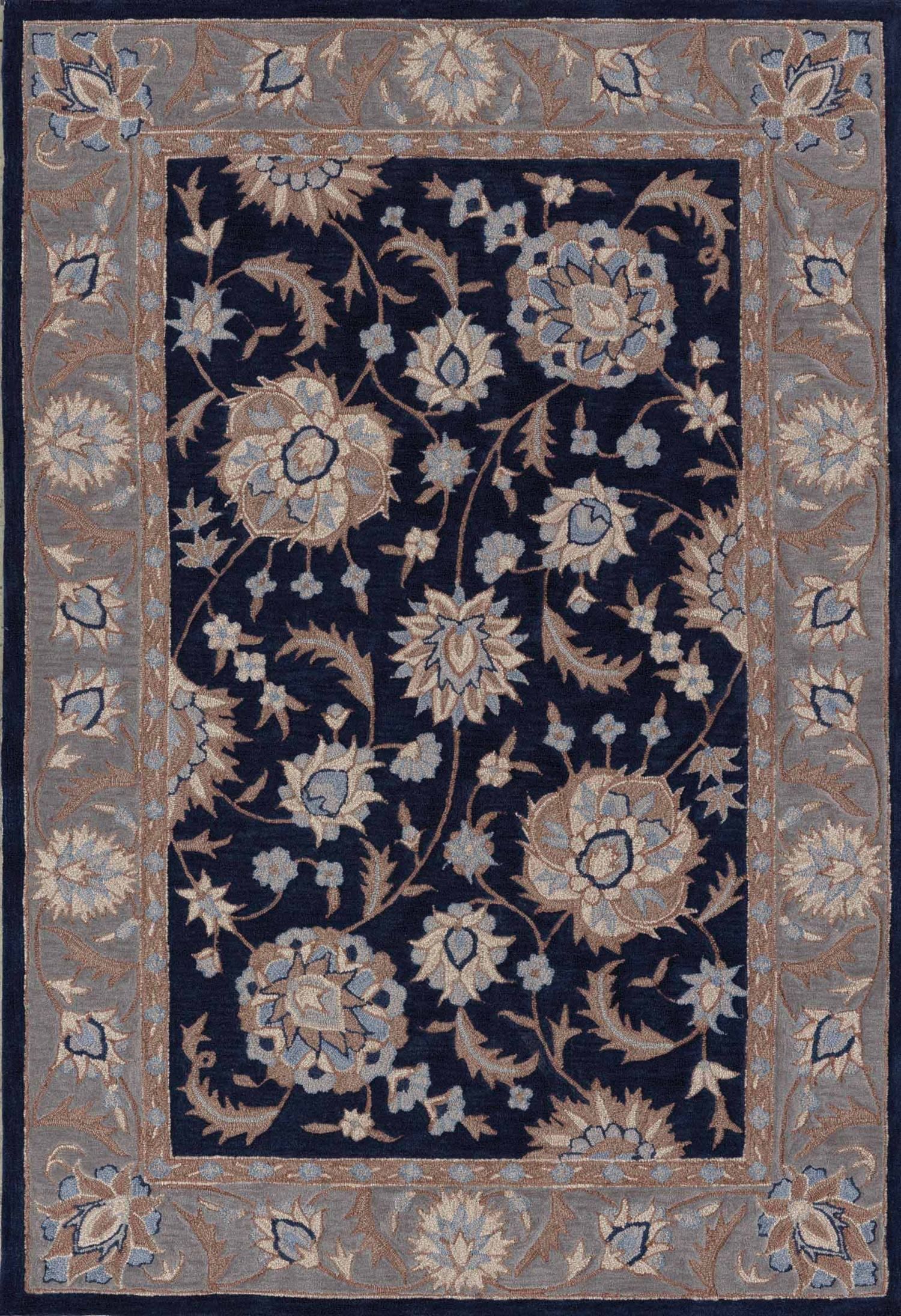 Traditional Area Rugs New Persian Hand Tufted Oriental Carpet Navy 