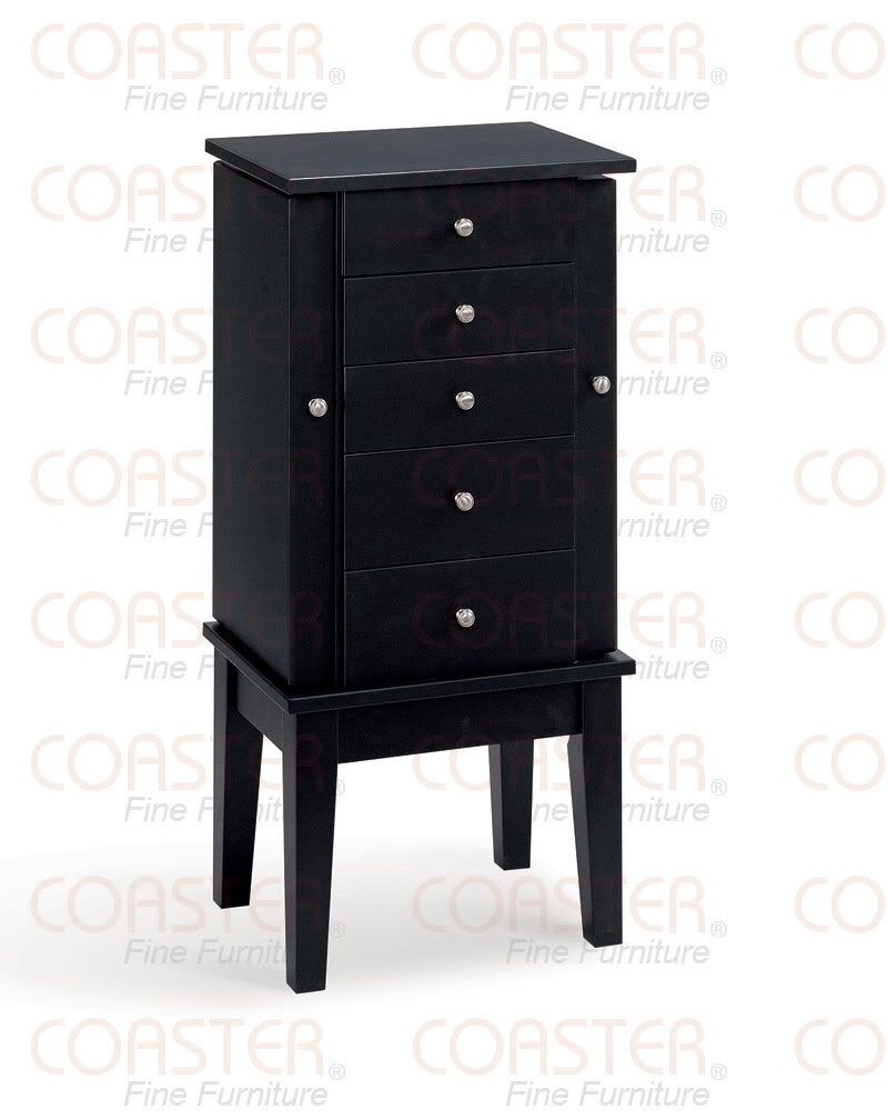 Black Finish Jewelry Armoire Lingerie Chest by Coaster 900085