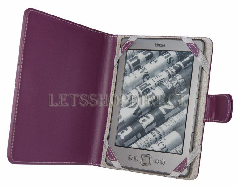 FOR NEWEST  KINDLE 4 4TH GEN PURPLE LEATHER POUCH CASE COVER 