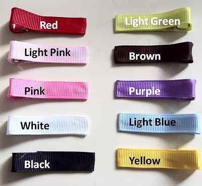 100 SINGLE PRONG Alligator Clip lined Grosgrain ribbon for girls hair 