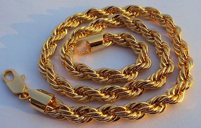 Rich Mens 14K yellow gold GF thick neck necklace fine chain 23.6inch 