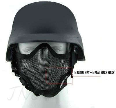 Protection Steel Face Mask + M88 Airsoft Paintball PASGT Swat Helmet 