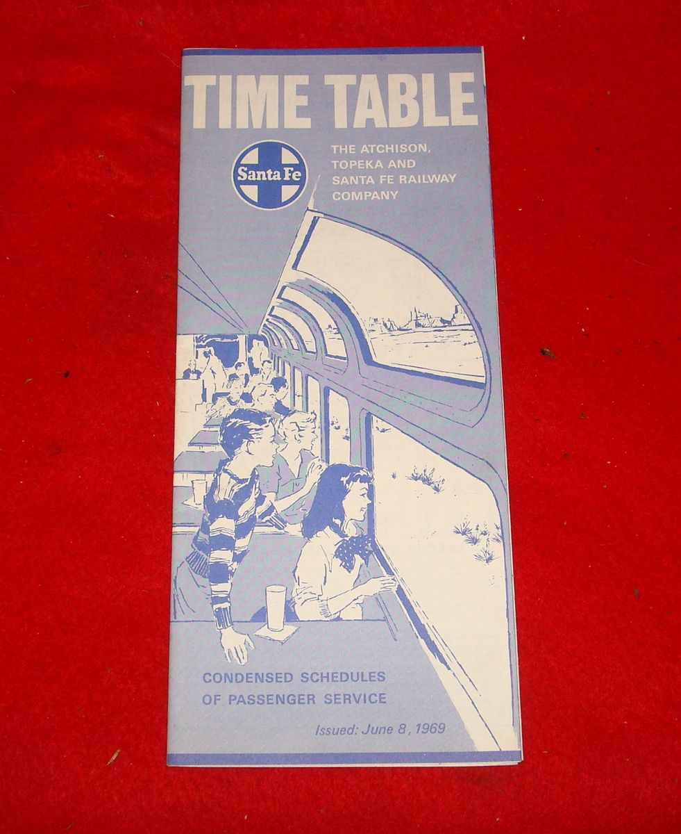 Atchison Topeka Santa Fe Railway Company Passenger Service Time Table 