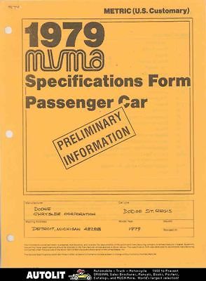 1979 dodge st regis ama specs brochure 