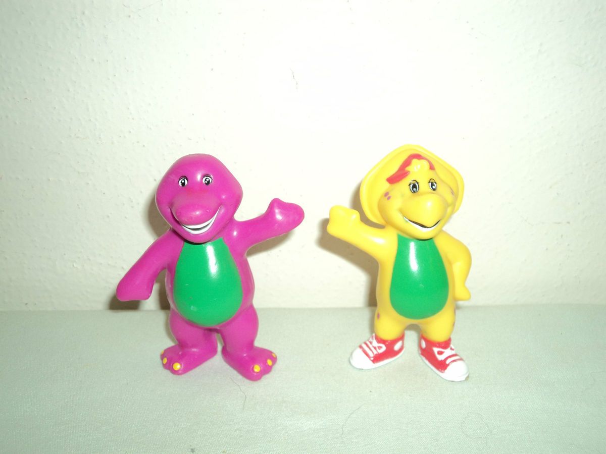 Barney the Dinosaur PVC CAKE TOPPER FIGURES LOT   Barney & BJ