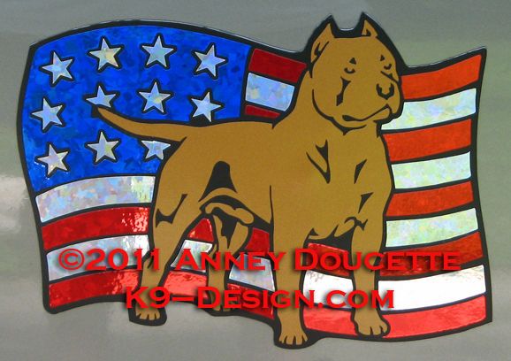 AMERICAN STAFFORDSHIRE PIT BULL TERRIER USA FLAG MAGNET