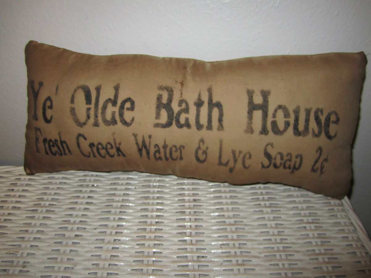 Primitive Stenciled Pillow Ye Olde Bath House Thymeless Treasures