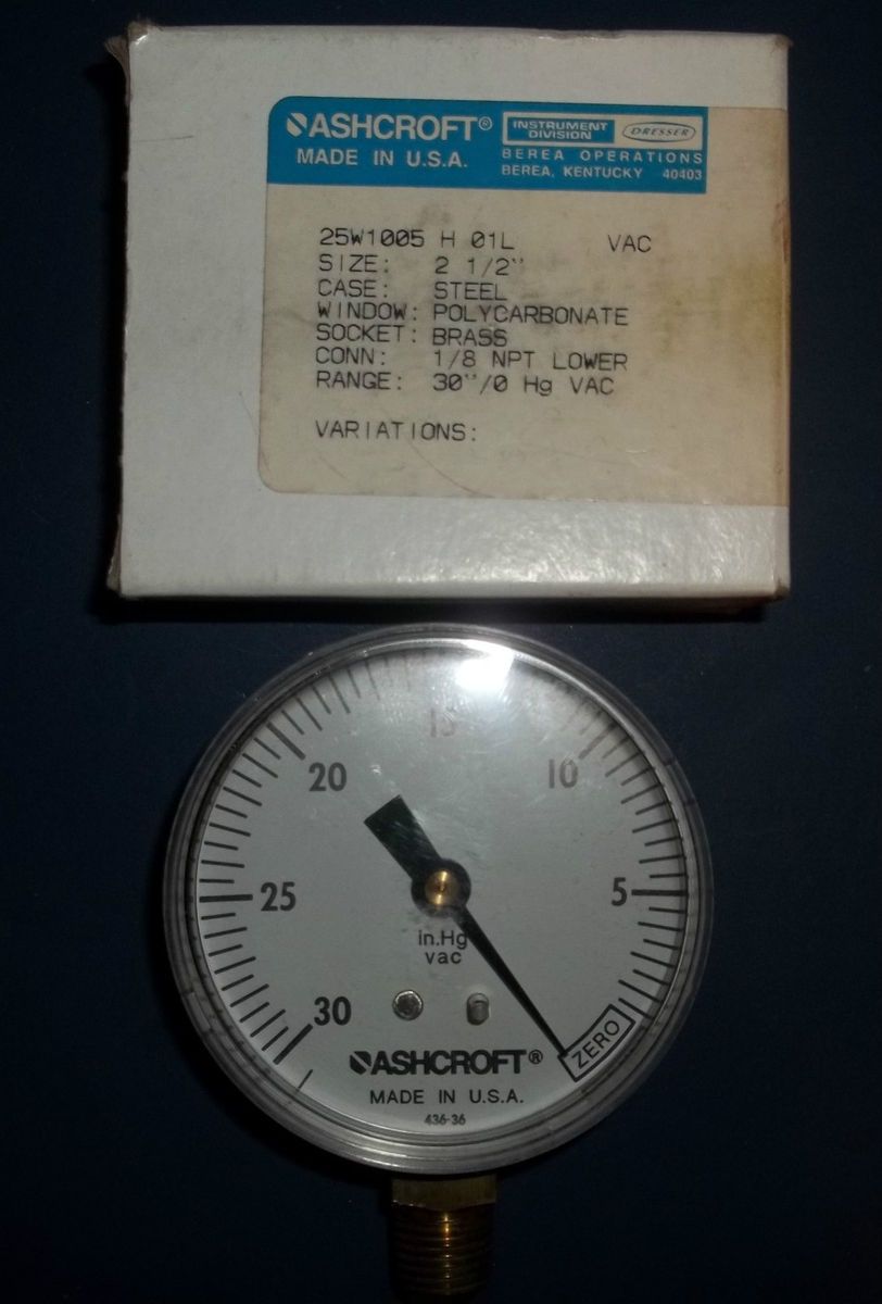 Ashcroft Vacuun Gauge, 24W1005 H01L, NIB