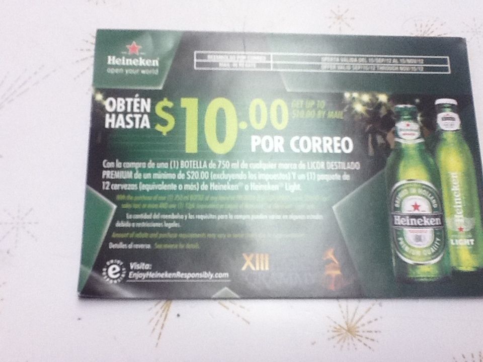    Heineken 10 Distilled Spirits Beer Rebate Form Save 10 on 20 Spirits