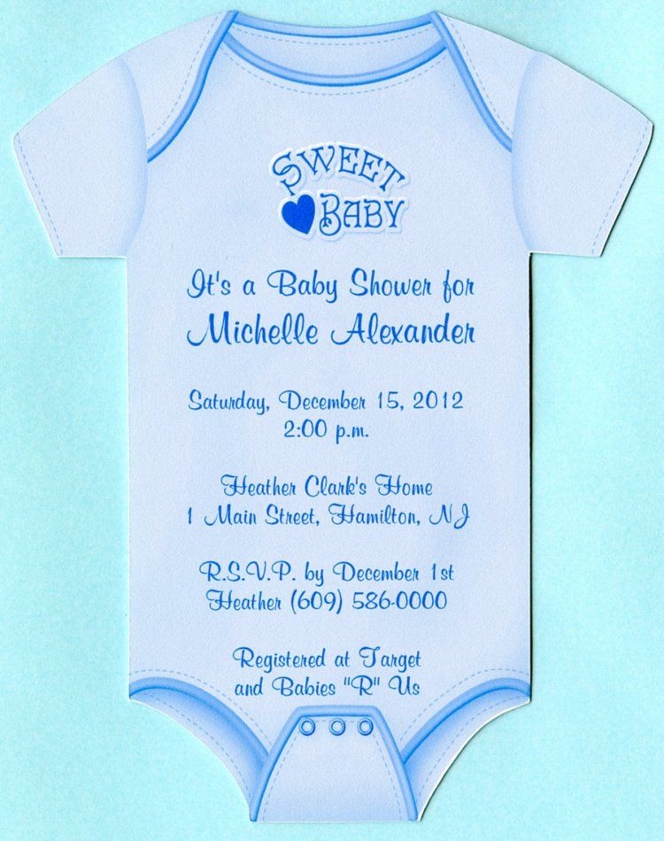 INVITATION SIZE 5.5 LONG X 4.25 BETWEEN SLEEVES OF ONESIE