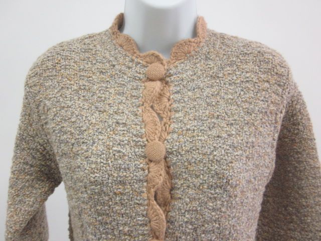 Ballinger Gold Knit Scalloped Detail Cardigan Sweater S