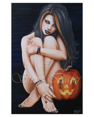 Baier pretty nude gothic Halloween lady PRINT