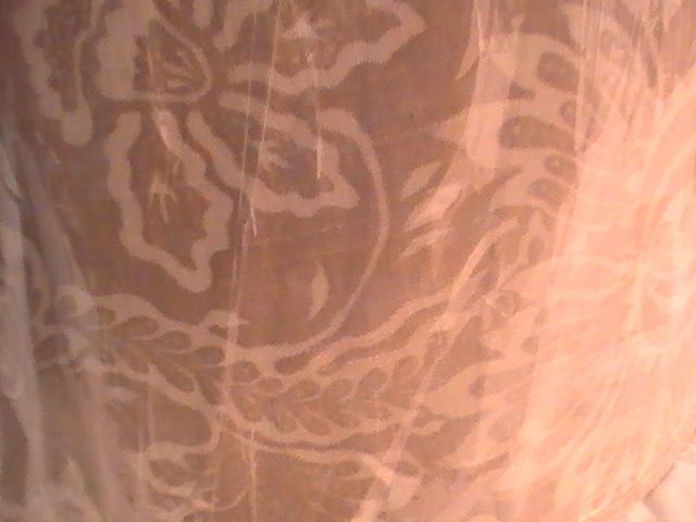 New POTTERY BARN Lg Rare Beige Floral Print Tapestry Linen Drum Shade 