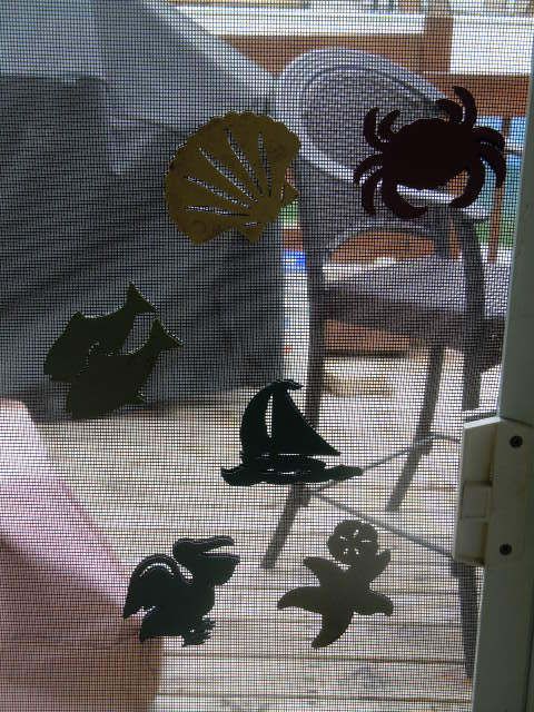 NIP Russ Patio Screen Door Saver Protector Fish Crab Sailboat Pelican 