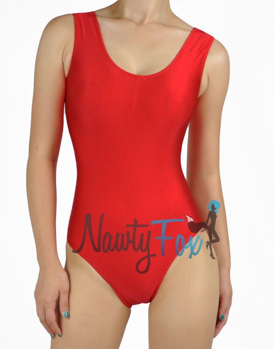 Sexy Retro Shiny Spandex Baywatch Style Sleeveless Leotard Romper 