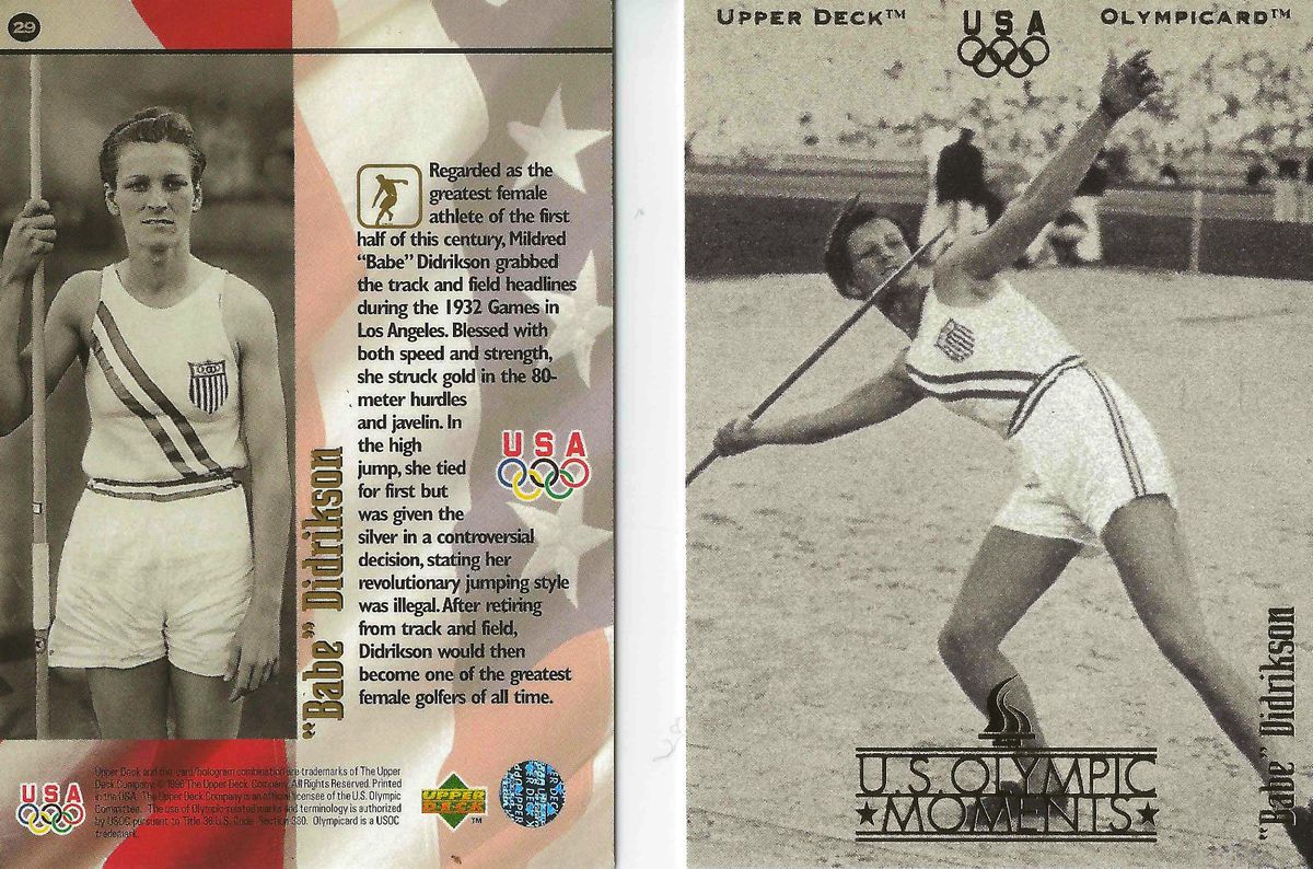 Babe Didrikson U S Olympic Moments Trading Card Uper Deck 29 javelin 