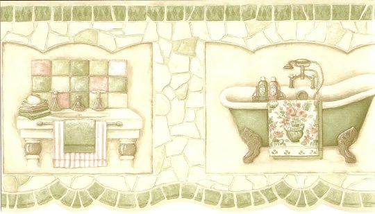 Antique Bath Tub Basin Sink G Wallpaper Border Wall