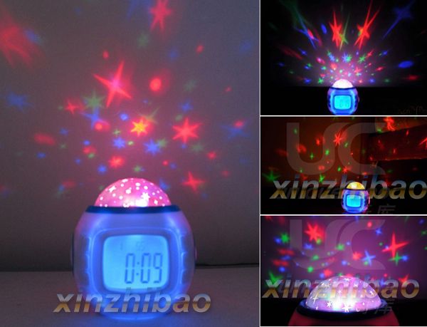   Sky Star Night Light Projector Lamp Bedroom Alarm Clock w Music