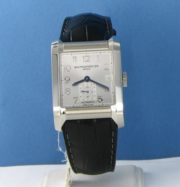 Baume et Mercier 10026 Hampton Automatic SIlver Dial Black Strap Watch 