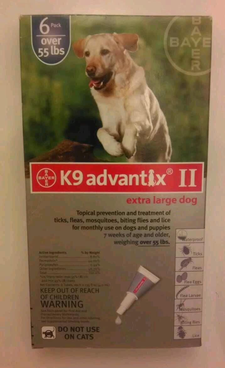 BAYER K9 advantix II extra large dog over 55 lbs 6 Month Supply FREE 