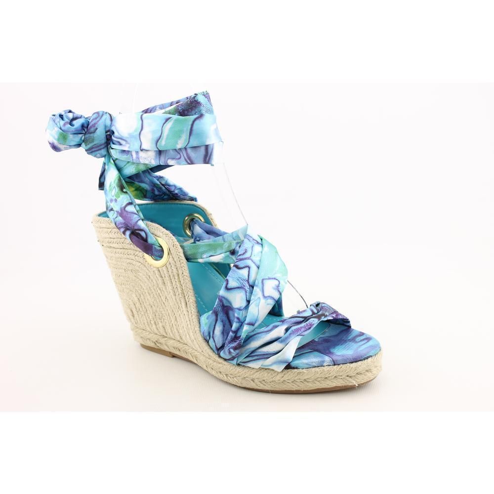 BCBGeneration Ruby Womens Size 8 5 Blue Open Toe Textile Wedge Sandals 