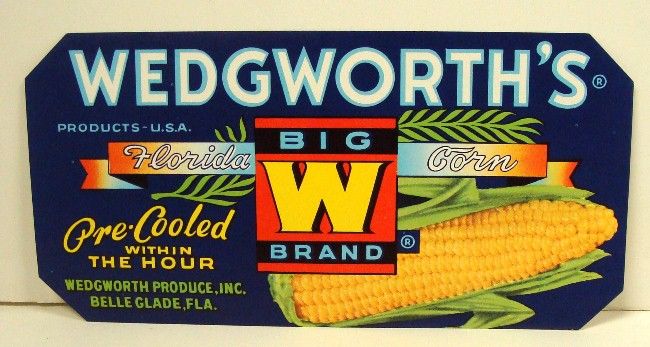 Vintage Wedgeworths Big w Belle Glade FL Fruit Label